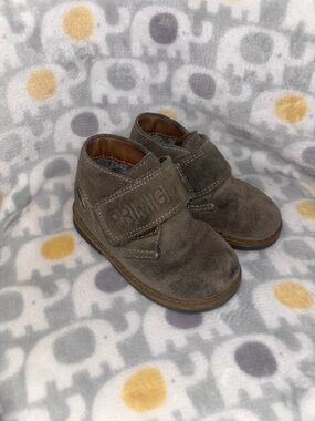 Primigi Brown Suede Toddler Boots with Hook-and-Loop Strap